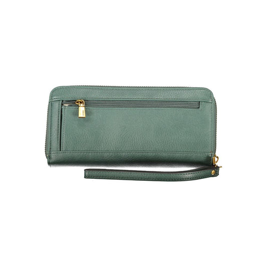 Chic Green Polyethylene Wallet with Multiple Compartments