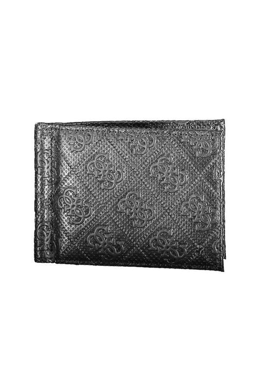 Sleek Black Leather Money Clip Wallet