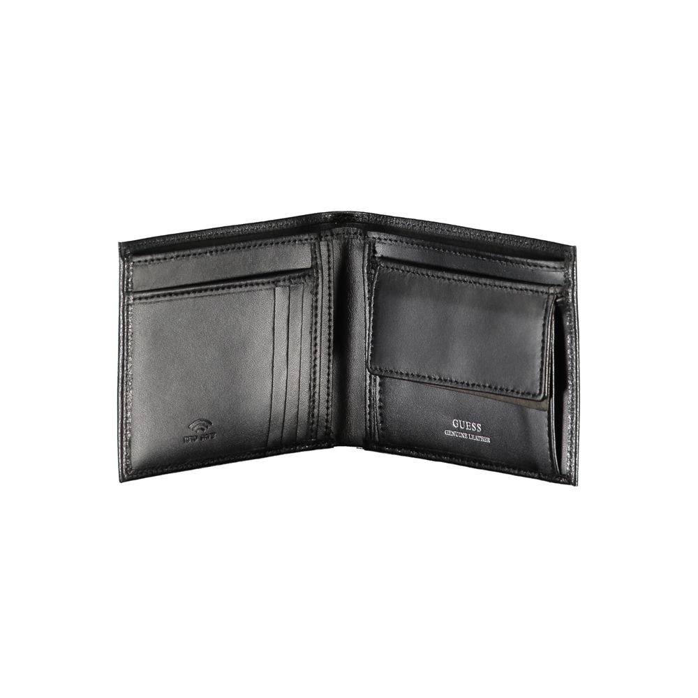 Chic Black Leather Dual-Compartment Wallet