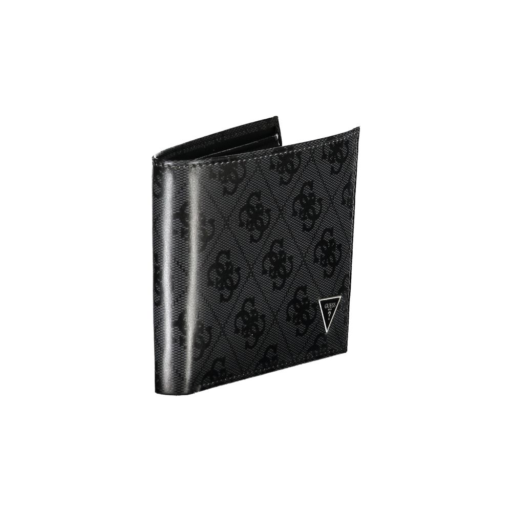 Sleek Black Leather Dual Compartment Wallet