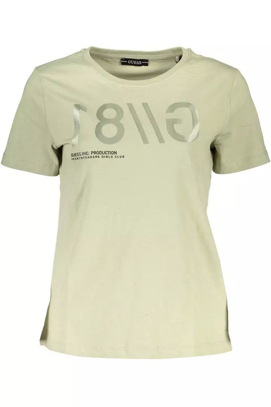 Chic Green Logo Tee with Wide Neckline