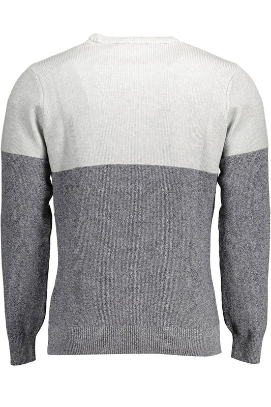 Chic Gray Contrast Detail Round Neck Sweater