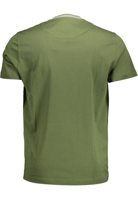 Elegant Green Crew Neck Cotton Tee with Pocket