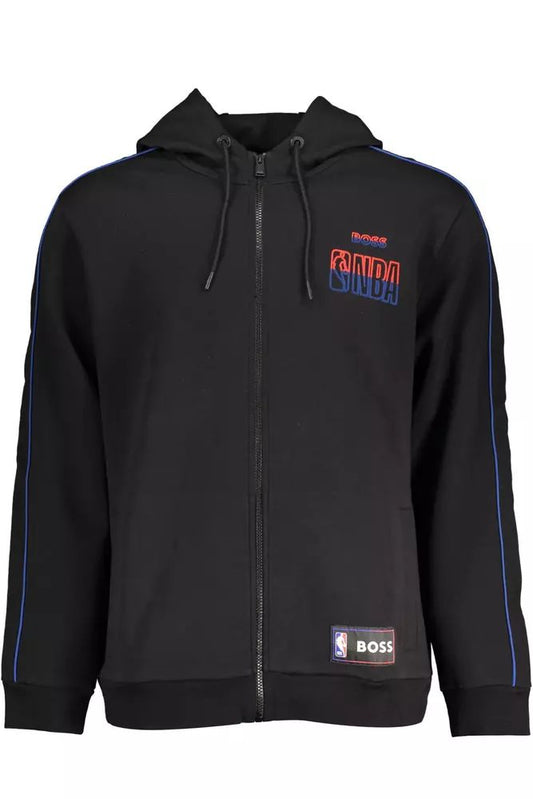 Elegant Black Zippered Hoodie with Contrasting Accents