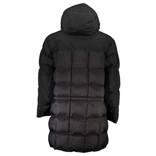 Sleek Hooded Black Polyamide Jacket