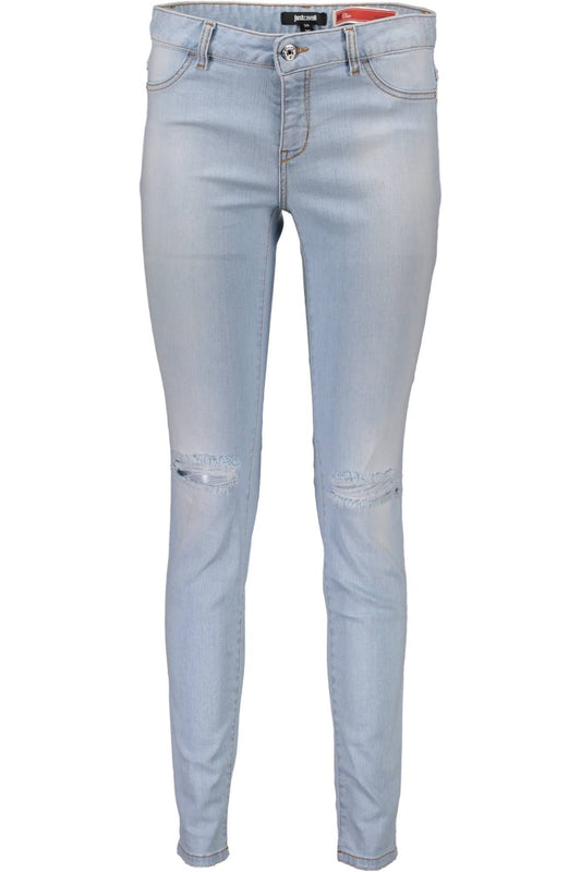 Elegant Faded Light Blue Denim Jeans