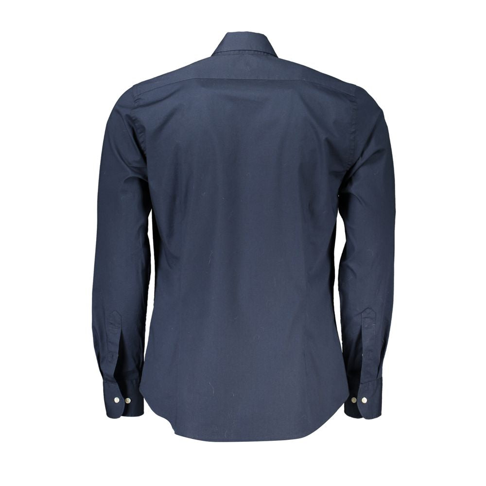 Chic Slim Fit Long Sleeved Blue Shirt