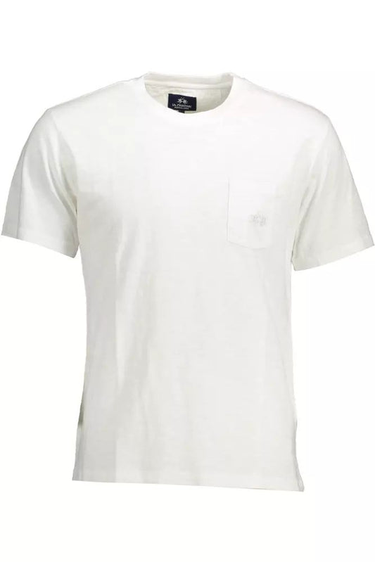 Elegant White Embroidered Pocket Tee