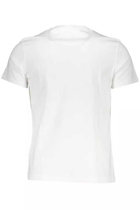 Elegant White Round Neck Tee with Print