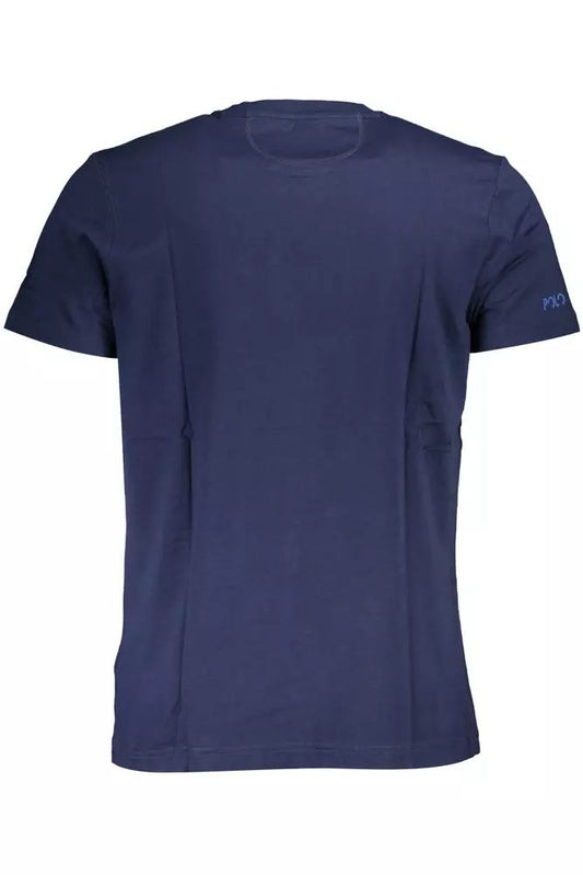 Chic Blue Logo Tee with Classic Embellishments