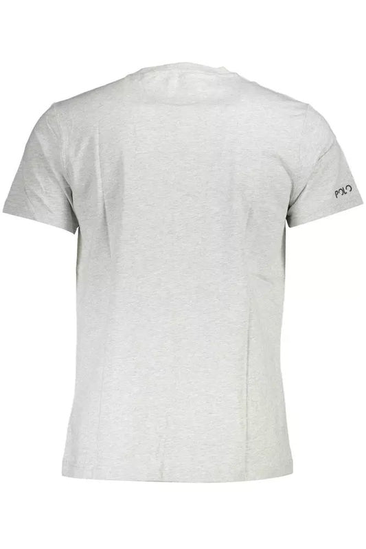 Elegant Gray Round Neck Tee with Iconic Logo