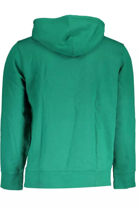 Green Cotton Hooded Sweatshirt with Logo