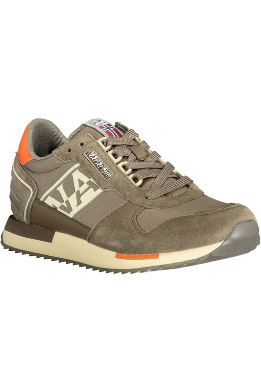 Contrast Lace-Up Sporty Sneakers in Brown