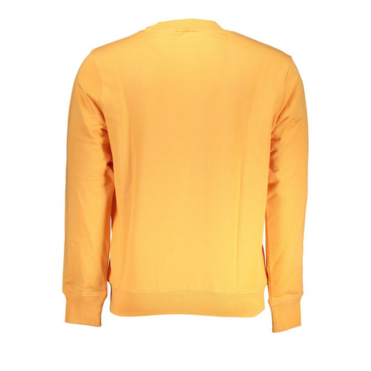 Sleek Orange Crew Neck Embroidered Sweatshirt