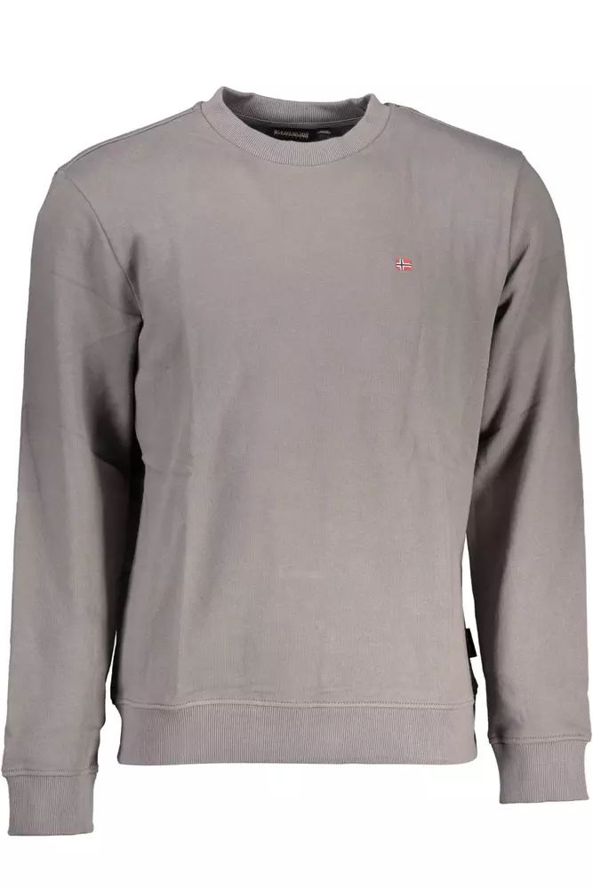 Chic Gray Crew Neck Logo Sweatshirt