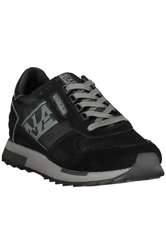 Sleek Black Lace-Up Sneakers with Contrasting Details