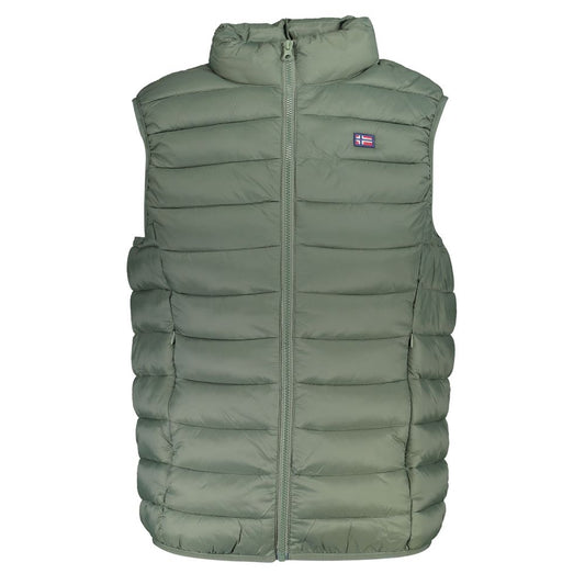 Sleek Sleeveless Green Mens Jacket