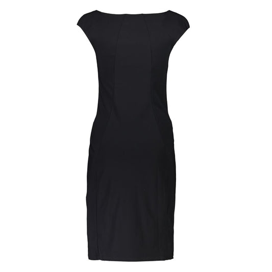 Elegant Black Boat Neck Dress with Wide Straps