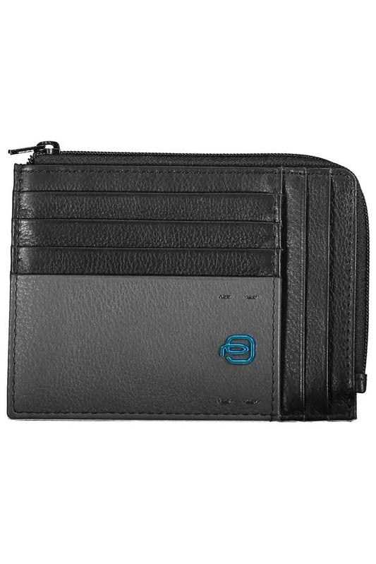 Sleek Black Leather Card Holder with RFID Blocker