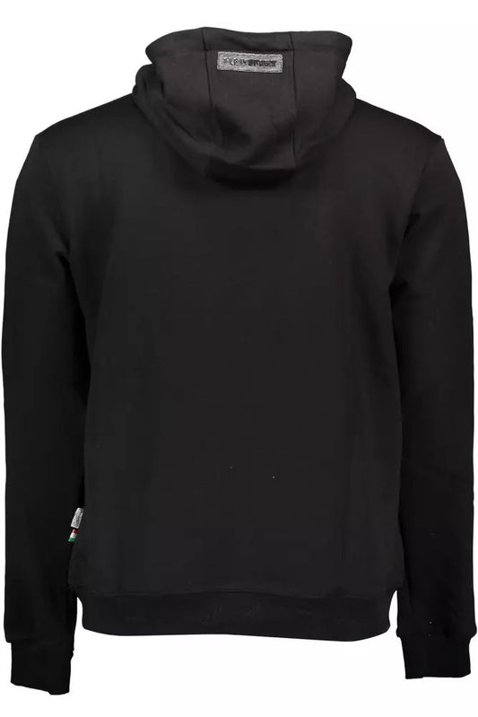 Sleek Black Hooded Sweatshirt with Bold Accents