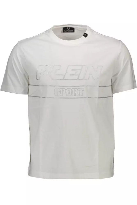 Pristine White Cotton Tee with Bold Accents