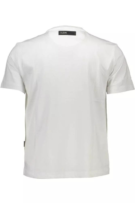 Elevated White Cotton Tee with Signature Details