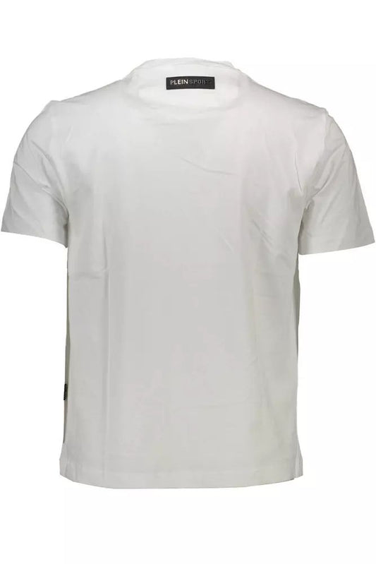 Pristine White Cotton Tee with Bold Accents