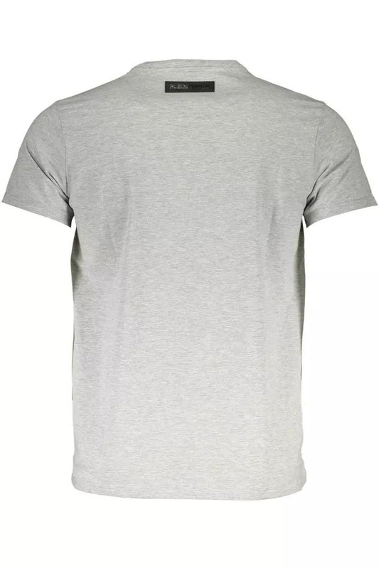 Sleek Gray Crew Neck Cotton Tee