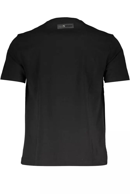 Sleek Black Printed Crew Neck Tee