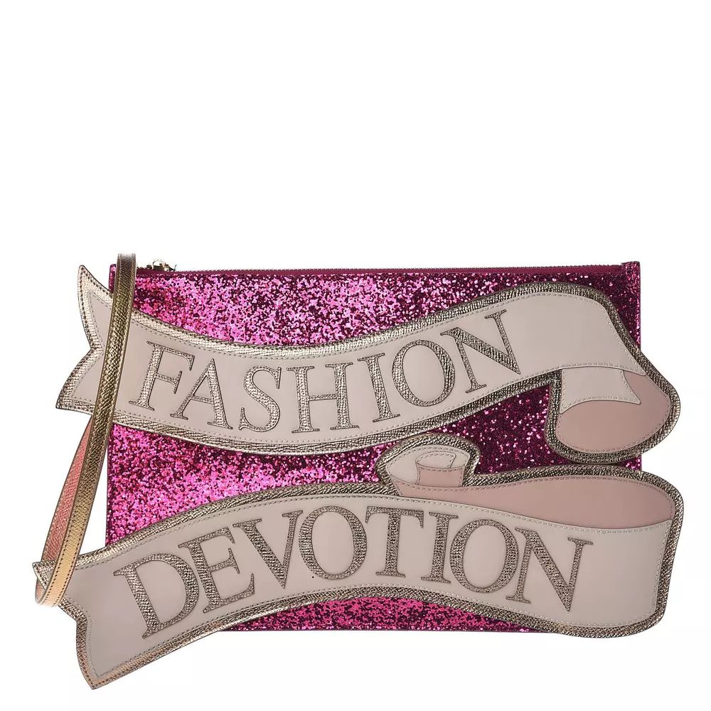 Glittering Fuchsia Calfskin Clutch