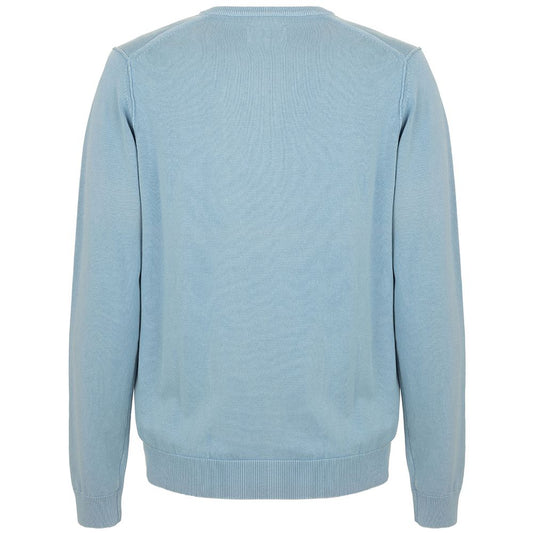 Chic Light Blue Cotton Crew Neck Sweater