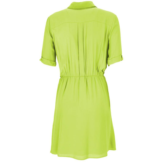 Elegant Green Flared Short Sleeve Shirtdress