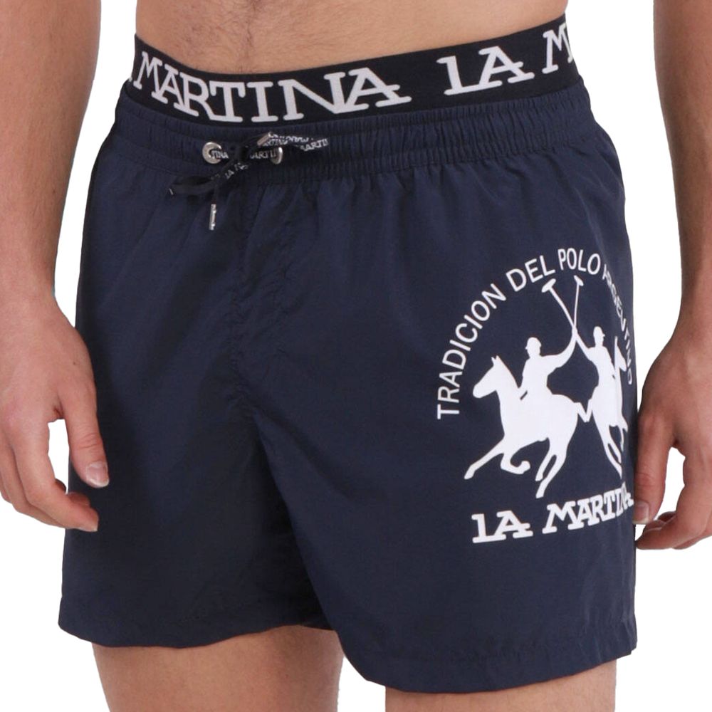 Sleek Blue Men's Boxer Swim Shorts