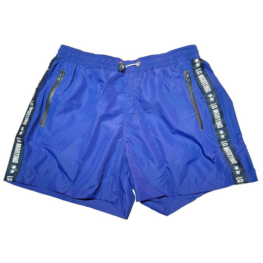 Chic Blue Striped Men's Swim Shorts