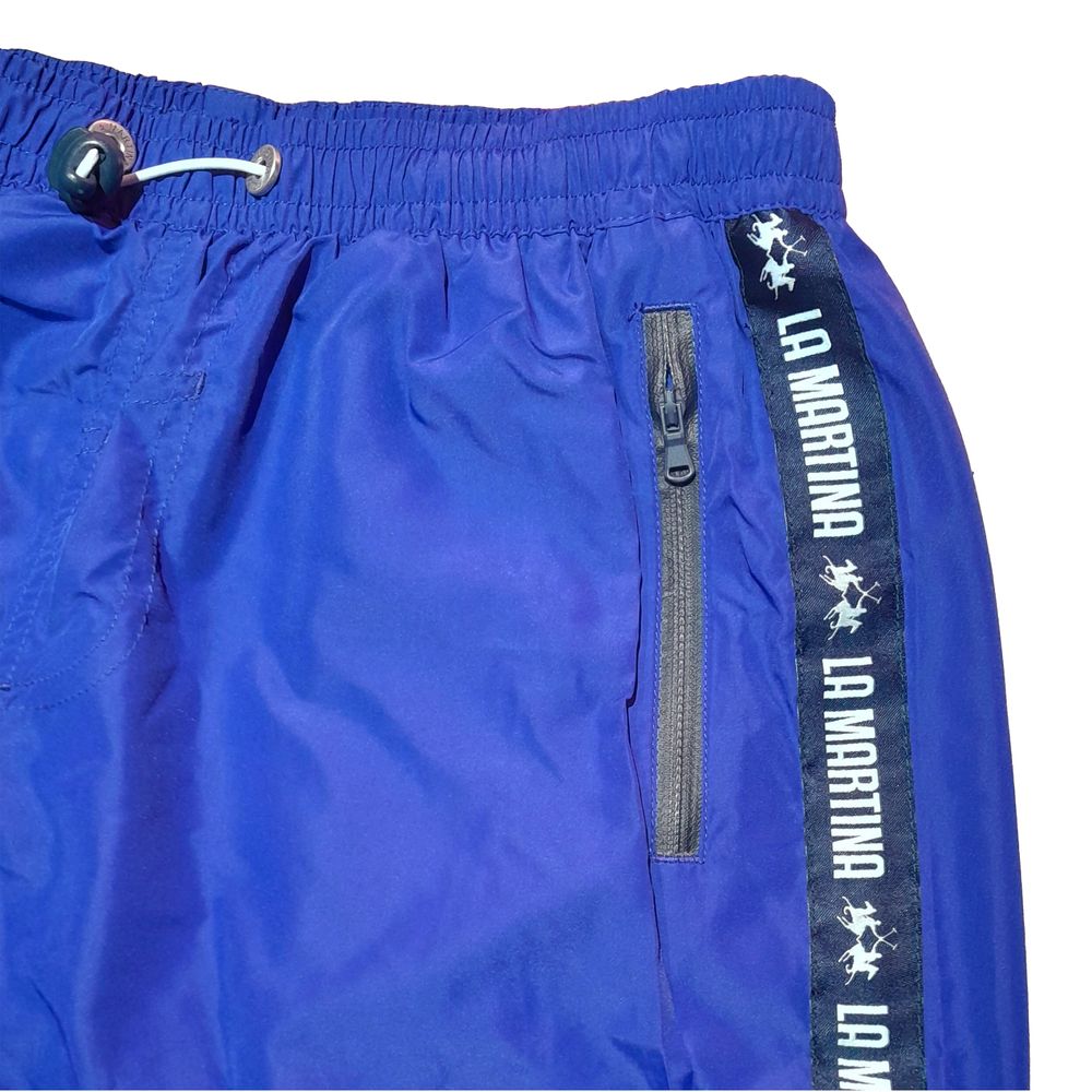 Chic Blue Striped Men's Swim Shorts