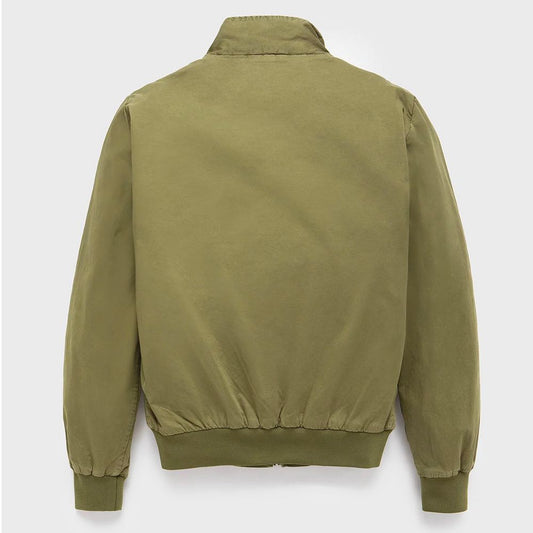 Elegant Green Cotton Bomber Jacket for Men