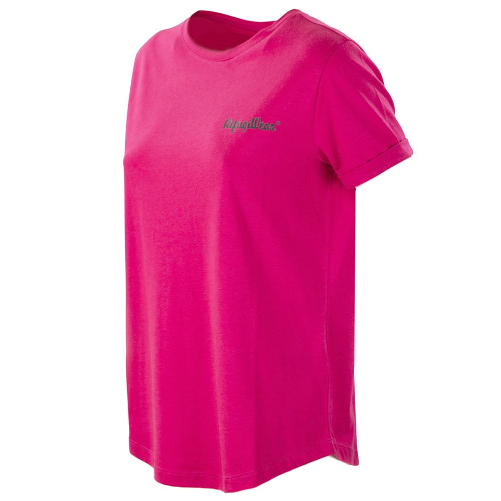 Chic Fuchsia Crew-Neck Logo Tee