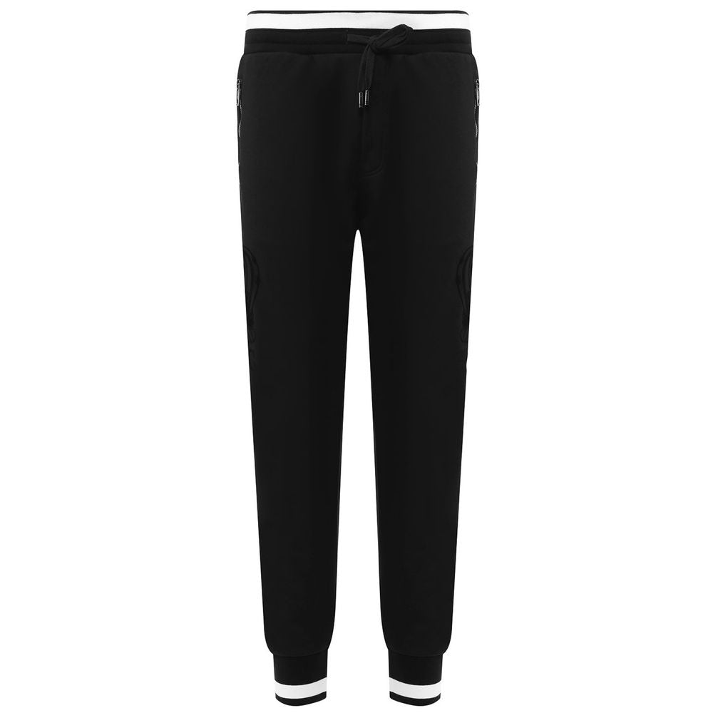 Elegant Velvet Logo Cotton Trousers