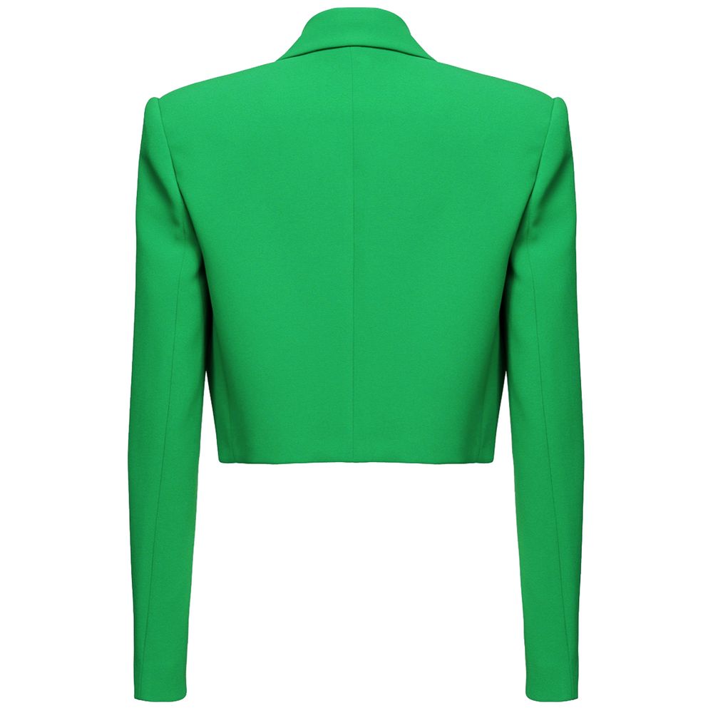 Chic Green Stretch Crepe Blazer for Women