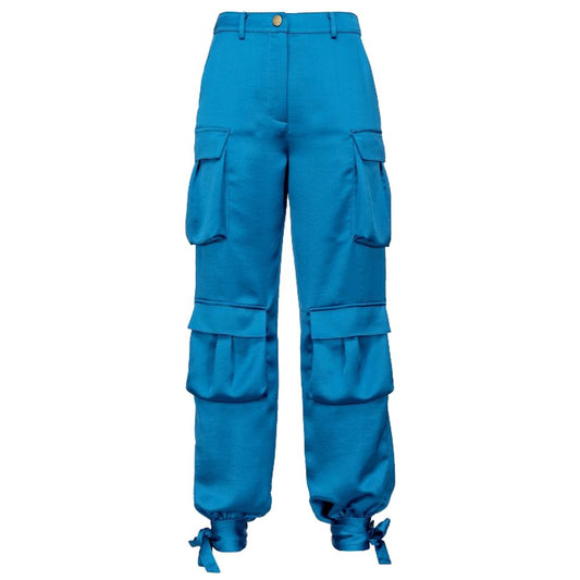 Elegant Light Blue Satin Trousers