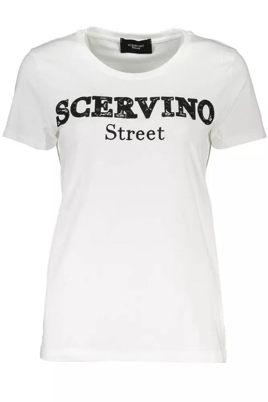 Chic White Tee with Contrasting Embroidery Detail