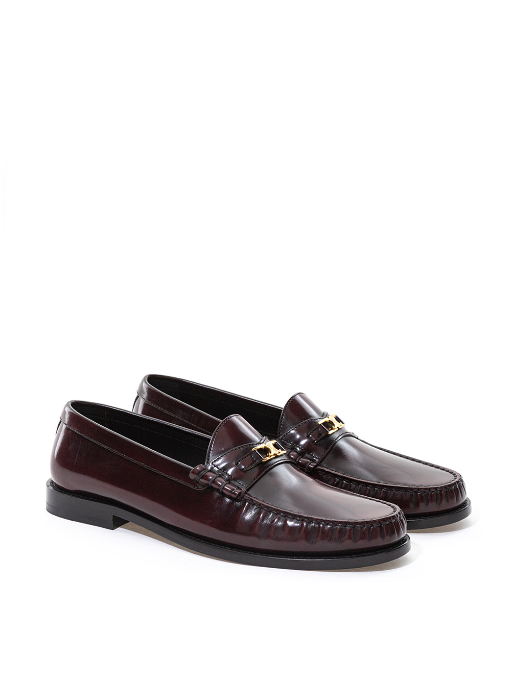 Elegant Brown Leather Triomphe Loafers