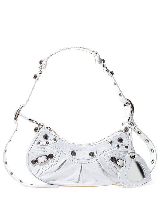 Chic White Leather Shoulder Bag