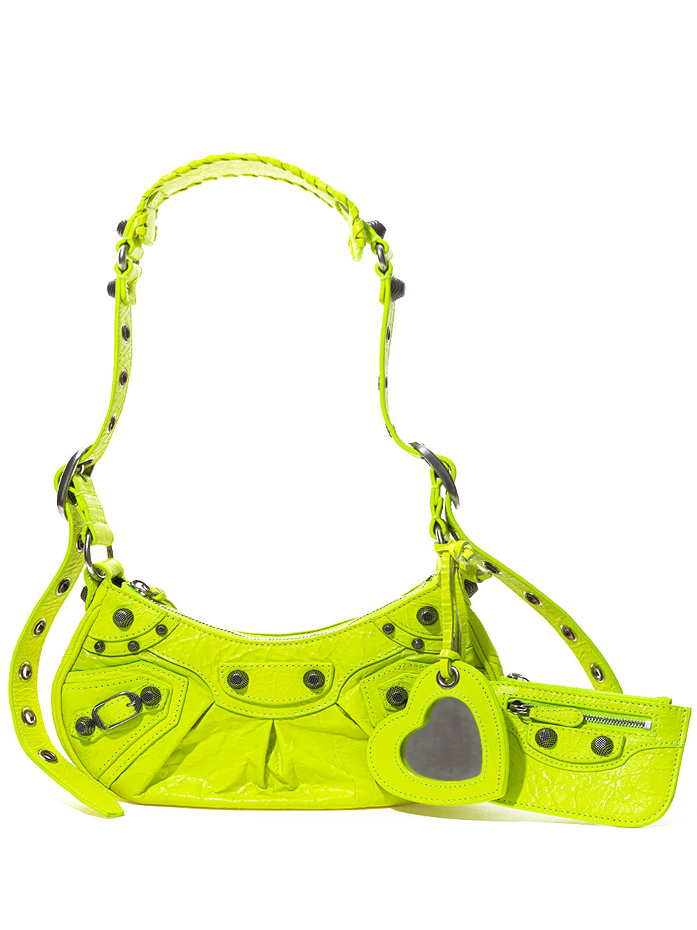 Neon Yellow Leather Shoulder Bag Extravaganza