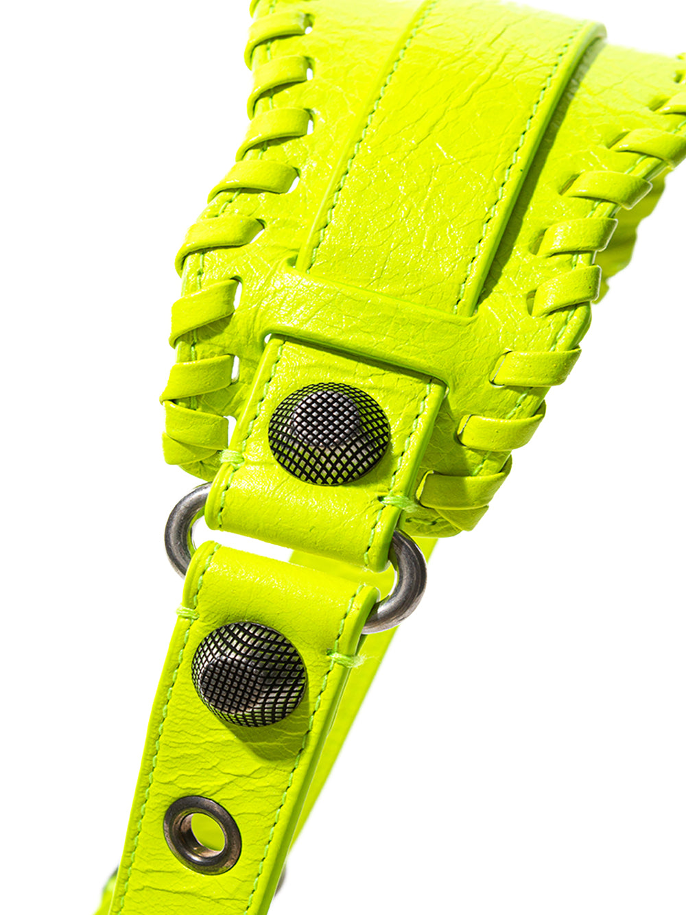 Neon Yellow Leather Shoulder Bag Extravaganza