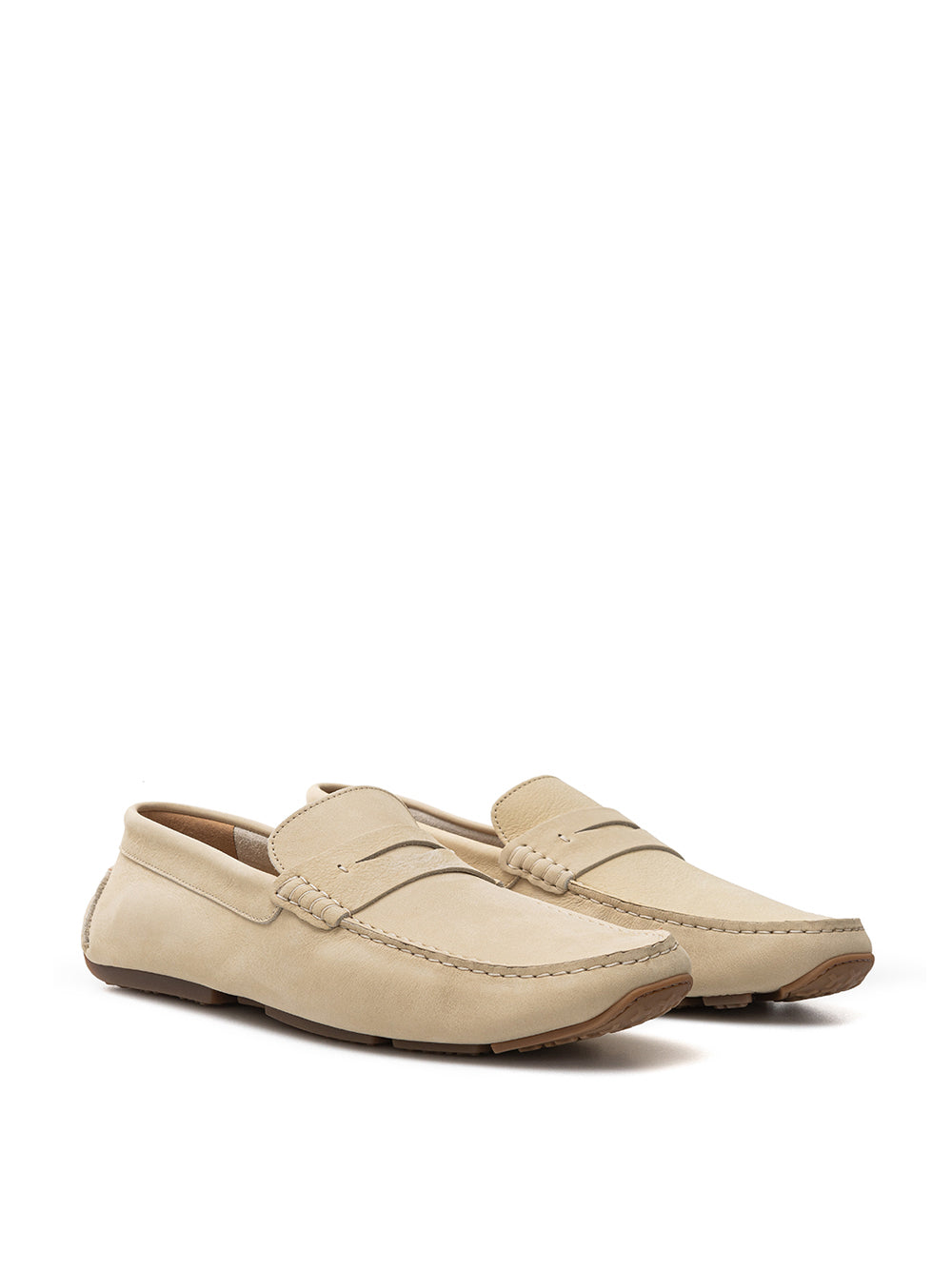 Elegant Beige Suede Penny Loafers