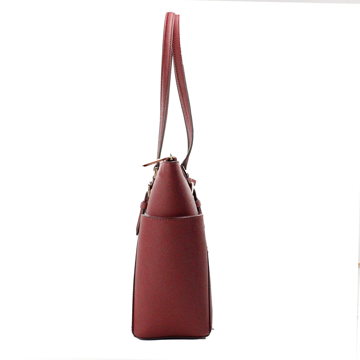 Charlotte Dark Cherry Large Leather Top Zip Tote Bag Purse