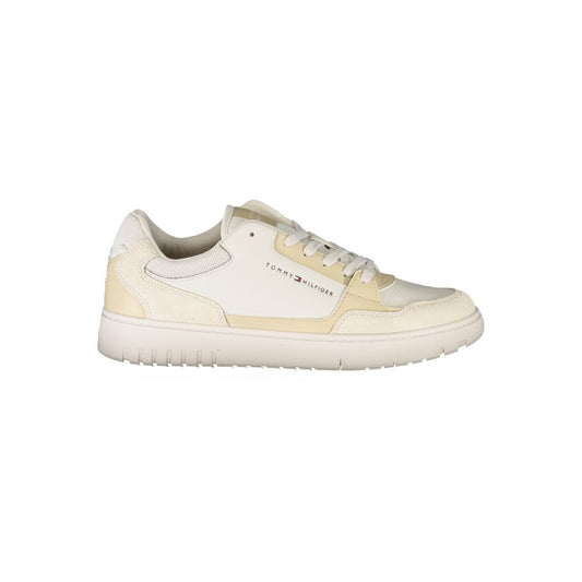 Beige Contrast Lace-Up Sports Sneakers