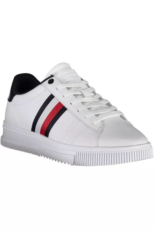 Elevated White Leather Sneakers with Logo