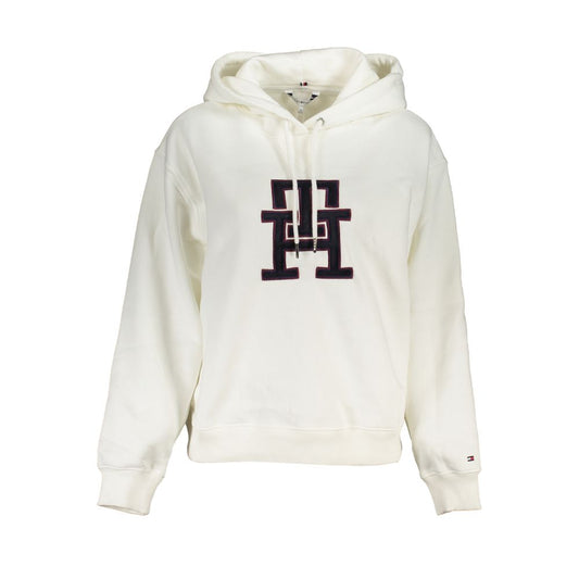 Elegant White Fleece Hooded Sweatshirt